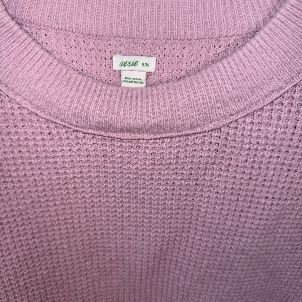 Aerie Women’s Pink Pullover Crew Neck Waffle Knit Sweater size Medium - Picture 5 of 14